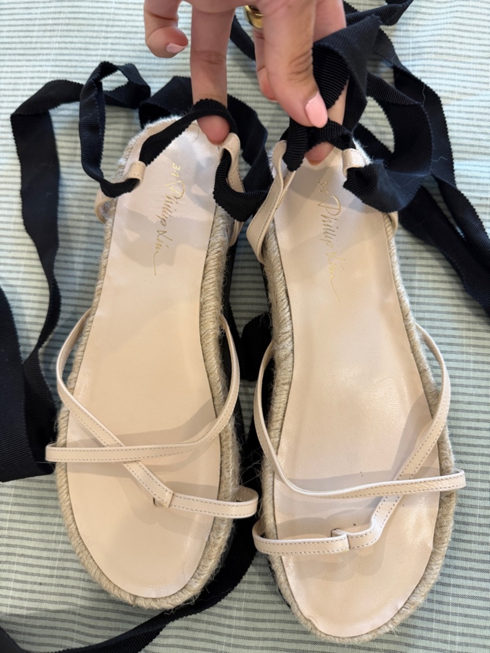 3.1 Phillip Lim Espadrille Wrap Sandals in Nude and Black - Picture 4 of 5